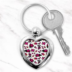 Crown Red Flower Floral Calm Rose Sunflower White Key Chains (heart)  by Mariart