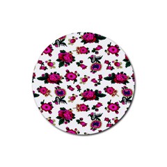 Crown Red Flower Floral Calm Rose Sunflower White Rubber Coaster (round)  by Mariart