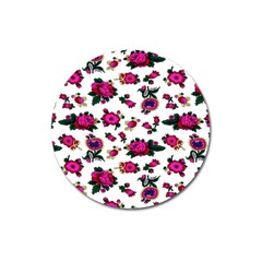 Crown Red Flower Floral Calm Rose Sunflower White Magnet 3  (round)