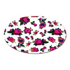 Crown Red Flower Floral Calm Rose Sunflower White Oval Magnet