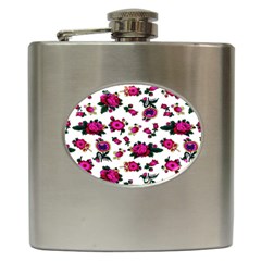 Crown Red Flower Floral Calm Rose Sunflower White Hip Flask (6 Oz) by Mariart