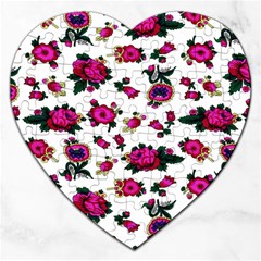 Crown Red Flower Floral Calm Rose Sunflower White Jigsaw Puzzle (heart) by Mariart