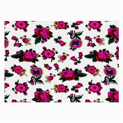 Crown Red Flower Floral Calm Rose Sunflower White Large Glasses Cloth (2-side) by Mariart