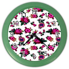 Crown Red Flower Floral Calm Rose Sunflower White Color Wall Clocks by Mariart