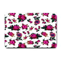 Crown Red Flower Floral Calm Rose Sunflower White Small Doormat  by Mariart