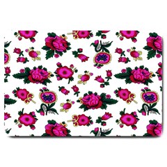 Crown Red Flower Floral Calm Rose Sunflower White Large Doormat  by Mariart