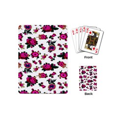 Crown Red Flower Floral Calm Rose Sunflower White Playing Cards (mini)  by Mariart