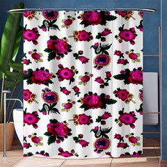 Crown Red Flower Floral Calm Rose Sunflower White Shower Curtain 60  X 72  (medium)  by Mariart