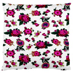 Crown Red Flower Floral Calm Rose Sunflower White Large Cushion Case (one Side) by Mariart