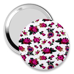 Crown Red Flower Floral Calm Rose Sunflower White 3  Handbag Mirrors by Mariart