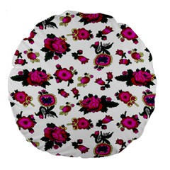 Crown Red Flower Floral Calm Rose Sunflower White Large 18  Premium Round Cushions by Mariart