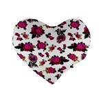 Crown Red Flower Floral Calm Rose Sunflower White Standard 16  Premium Heart Shape Cushions Front