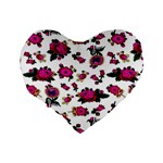 Crown Red Flower Floral Calm Rose Sunflower White Standard 16  Premium Heart Shape Cushions Back