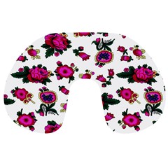 Crown Red Flower Floral Calm Rose Sunflower White Travel Neck Pillows by Mariart