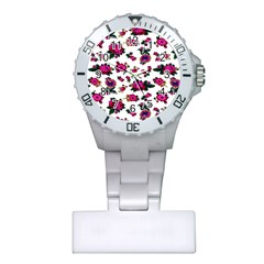 Crown Red Flower Floral Calm Rose Sunflower White Plastic Nurses Watch by Mariart