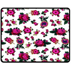 Crown Red Flower Floral Calm Rose Sunflower White Double Sided Fleece Blanket (medium)  by Mariart