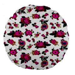 Crown Red Flower Floral Calm Rose Sunflower White Large 18  Premium Flano Round Cushions