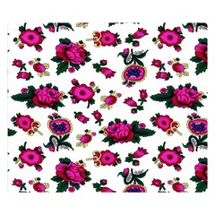 Crown Red Flower Floral Calm Rose Sunflower White Double Sided Flano Blanket (small)  by Mariart