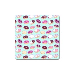 Donut Jelly Bread Sweet Square Magnet by Mariart