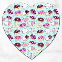 Donut Jelly Bread Sweet Jigsaw Puzzle (heart) by Mariart