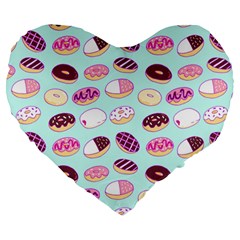 Donut Jelly Bread Sweet Large 19  Premium Heart Shape Cushions