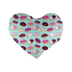 Donut Jelly Bread Sweet Standard 16  Premium Flano Heart Shape Cushions by Mariart