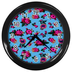 Crown Red Flower Floral Calm Rose Sunflower Wall Clocks (black) by Mariart