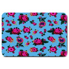 Crown Red Flower Floral Calm Rose Sunflower Large Doormat  by Mariart