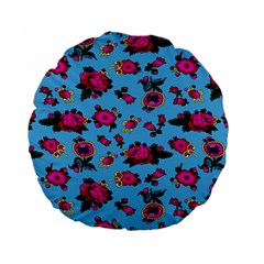 Crown Red Flower Floral Calm Rose Sunflower Standard 15  Premium Flano Round Cushions by Mariart