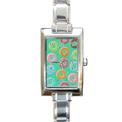 Doughnut Bread Donuts Green Rectangle Italian Charm Watch