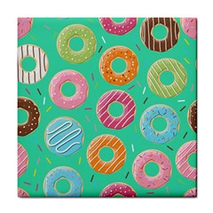 Doughnut Bread Donuts Green Tile Coasters