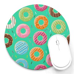 Doughnut Bread Donuts Green Round Mousepads