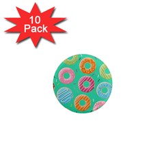 Doughnut Bread Donuts Green 1  Mini Magnet (10 pack) 