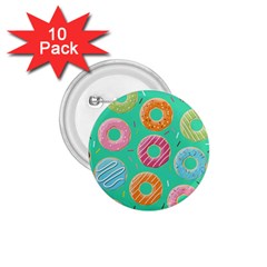 Doughnut Bread Donuts Green 1.75  Buttons (10 pack)