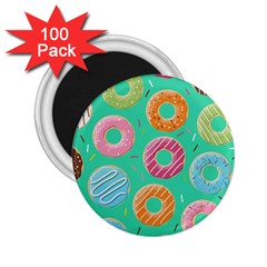 Doughnut Bread Donuts Green 2 25  Magnets (100 Pack) 