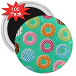 Doughnut Bread Donuts Green 3  Magnets (100 pack) Front