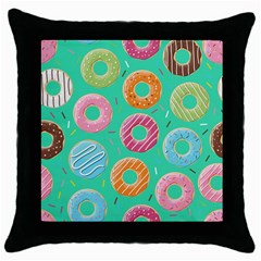 Doughnut Bread Donuts Green Throw Pillow Case (Black)