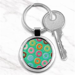 Doughnut Bread Donuts Green Key Chains (round)  by Mariart