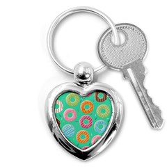 Doughnut Bread Donuts Green Key Chains (heart) 