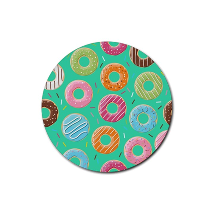 Doughnut Bread Donuts Green Rubber Coaster (Round) 