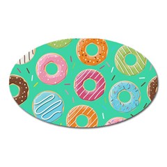 Doughnut Bread Donuts Green Oval Magnet