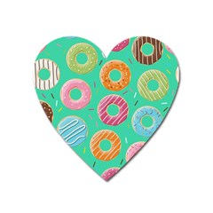 Doughnut Bread Donuts Green Heart Magnet