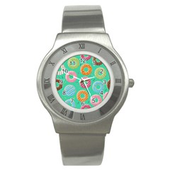 Doughnut Bread Donuts Green Stainless Steel Watch