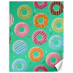 Doughnut Bread Donuts Green Canvas 12  X 16   by Mariart