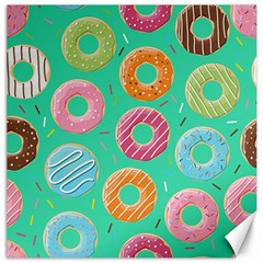 Doughnut Bread Donuts Green Canvas 16  X 16   by Mariart