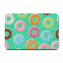 Doughnut Bread Donuts Green Small Doormat  by Mariart