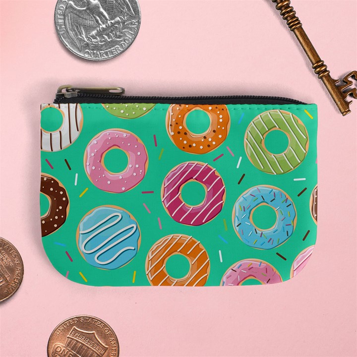 Doughnut Bread Donuts Green Mini Coin Purses