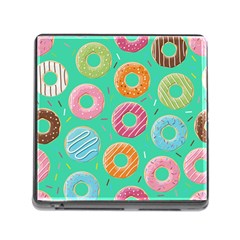 Doughnut Bread Donuts Green Memory Card Reader (square) by Mariart