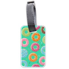 Doughnut Bread Donuts Green Luggage Tags (two Sides) by Mariart