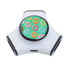 Doughnut Bread Donuts Green 3-port Usb Hub by Mariart